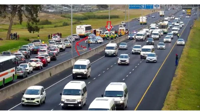 A taxi overturned on N2